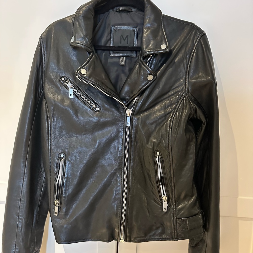 Mossimo Supply Co. Black Leather Biker Jacket - Women's Medium